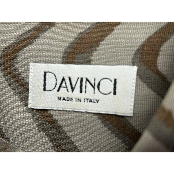 DaVinci Shirt Long Sleeve Rockabilly Gray Brown Print Men’s Vintage - Picture 6 of 9